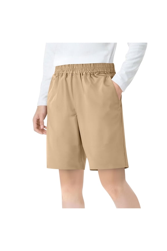 Youth Boys Golf Shorts Straight Leg Stretch School Uniform Shorts Kids Casual Pull On Flat Front Dress Twill Shorts with Pockets 4-15 Years