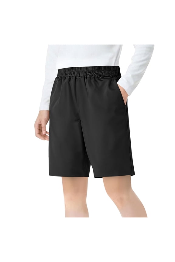 Youth Boys Golf Shorts Straight Leg Stretch School Uniform Shorts Kids Casual Pull On Flat Front Dress Twill Shorts with Pockets 4-15 Years