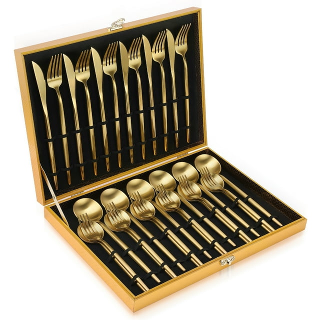 OGORI 30 Piece Food Grade Stainless Steel Gold Flatware Set,Tableware Cutlery Set for Home and Restaurant, Dishwasher Safe - Gift Box for 6
