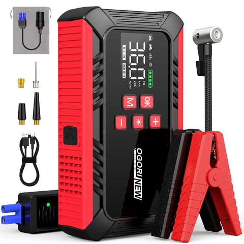 OGORI NEW 7000A Jump Starter with Air Compressor, 26800mAh Car Battery Jump Starter (5.5L Gas/7.0L Diesel) with 150 PSI Auto-Shutoff Tire Inflator, 12V Portable Jump Box Booster with Jumper Cables