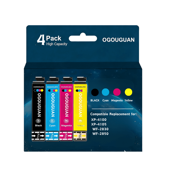 OGOUGUAN Compatible Ink Cartridges Replacement , Black Cyan Magenta Yellow, 4 Pack