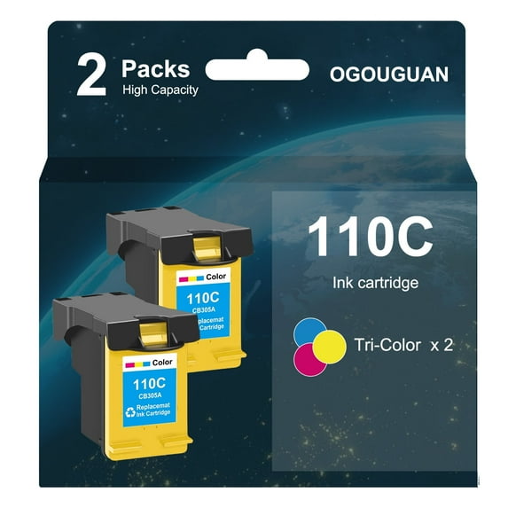 OGOUGUAN HP 110 Compatible Ink Cartridges for  for HP Photosmart A310 A311 A314 A316 A320 A430 A432 A433 A434 A436 A440 Printer (Tri-Color, 2 Pack)