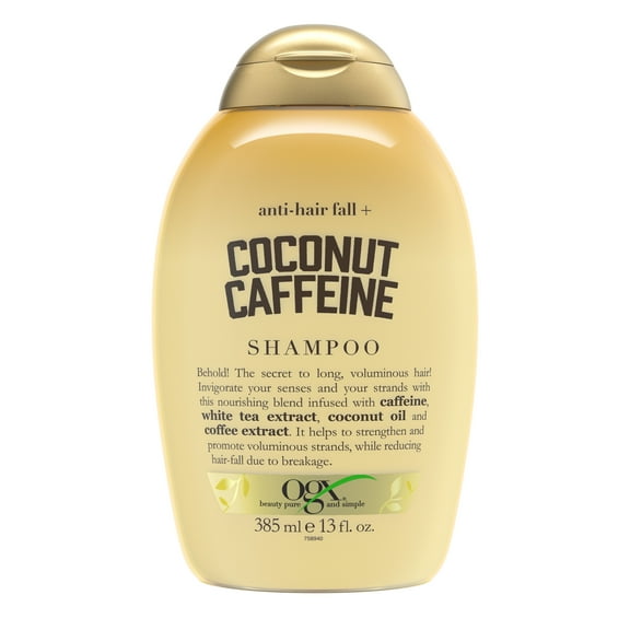 OGX Anti-Hair Fall + Coconut Caffeine Strengthening Shampoo with Coffee Extract, 13 fl oz