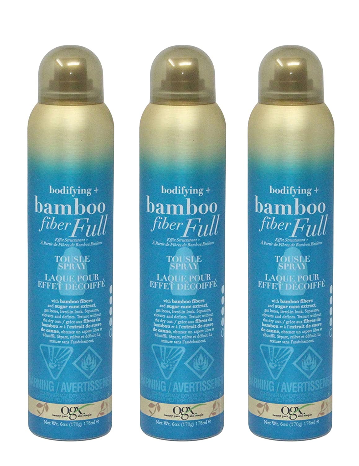 OGX Bodifying + Bamboo Fiber Full Tousle Hair Spray, 6 Ounces (Pack of