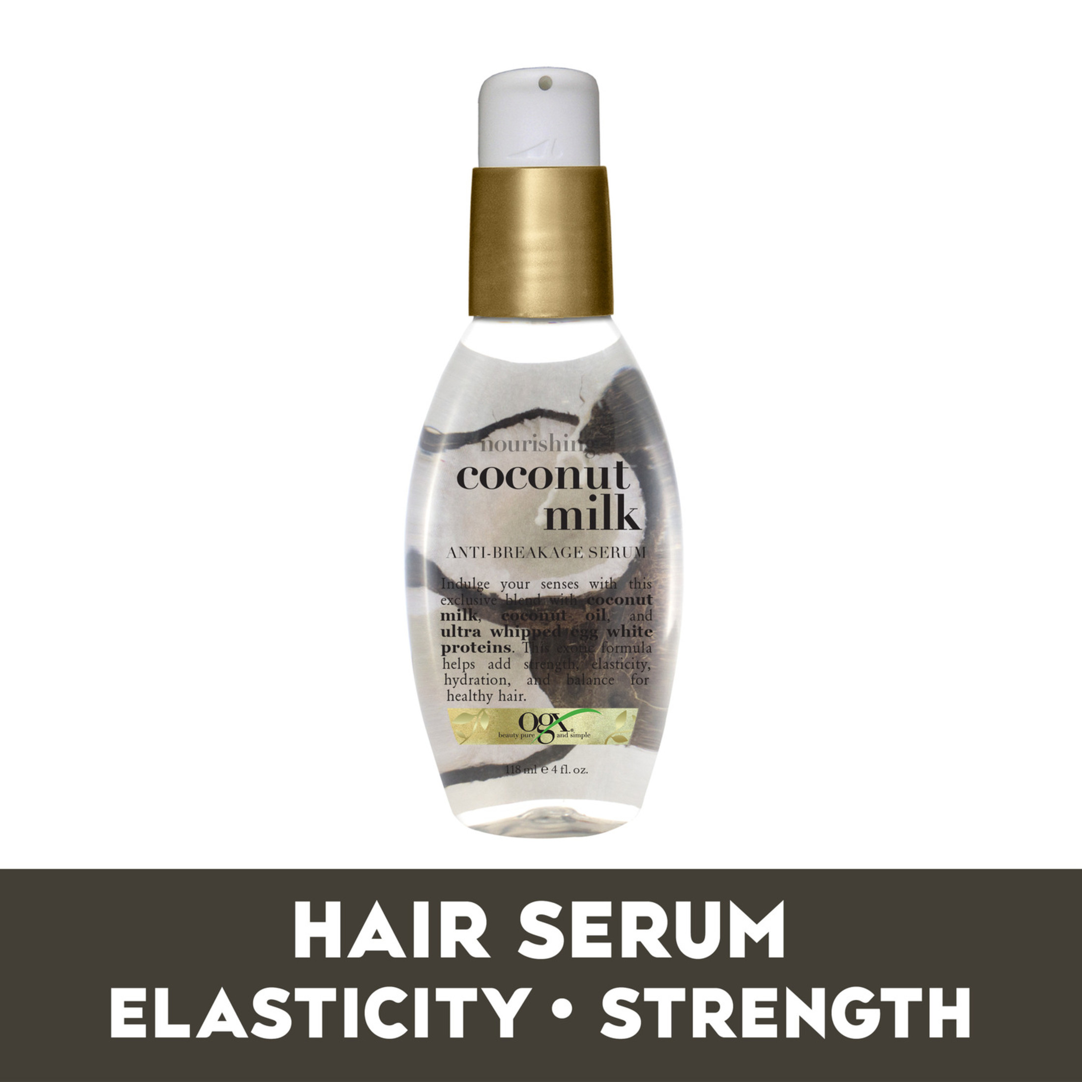 OGX Coconut Milk Moisturizing Strength & Shine, Leave-In Treatment Hair Serum, 4 fl oz - image 1 of 12