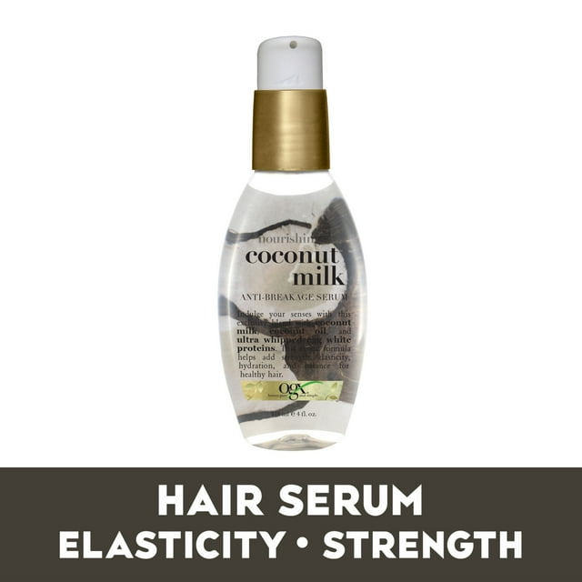 OGX Coconut Milk Moisturizing Strength & Shine, Leave-In Treatment Hair Serum, 4 fl oz