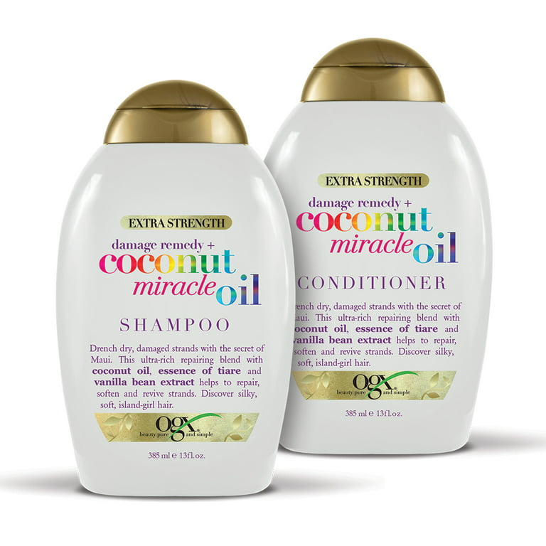 hjerte Antage linse OGX Damage Remedy + Coconut Miracle Oil Shampoo & Conditioner Set 13oz, 2  Ct - Walmart.com