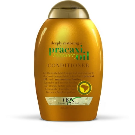 OGX Deeply Restoring + Pracaxi Recovery Oil Anti-Frizz Conditioner with Murumuru Butter to Intensely Hydrate Curly & Wavy Hair, Sulfate-Free Surfactants for Color-Treated Hair, 13 fl. oz