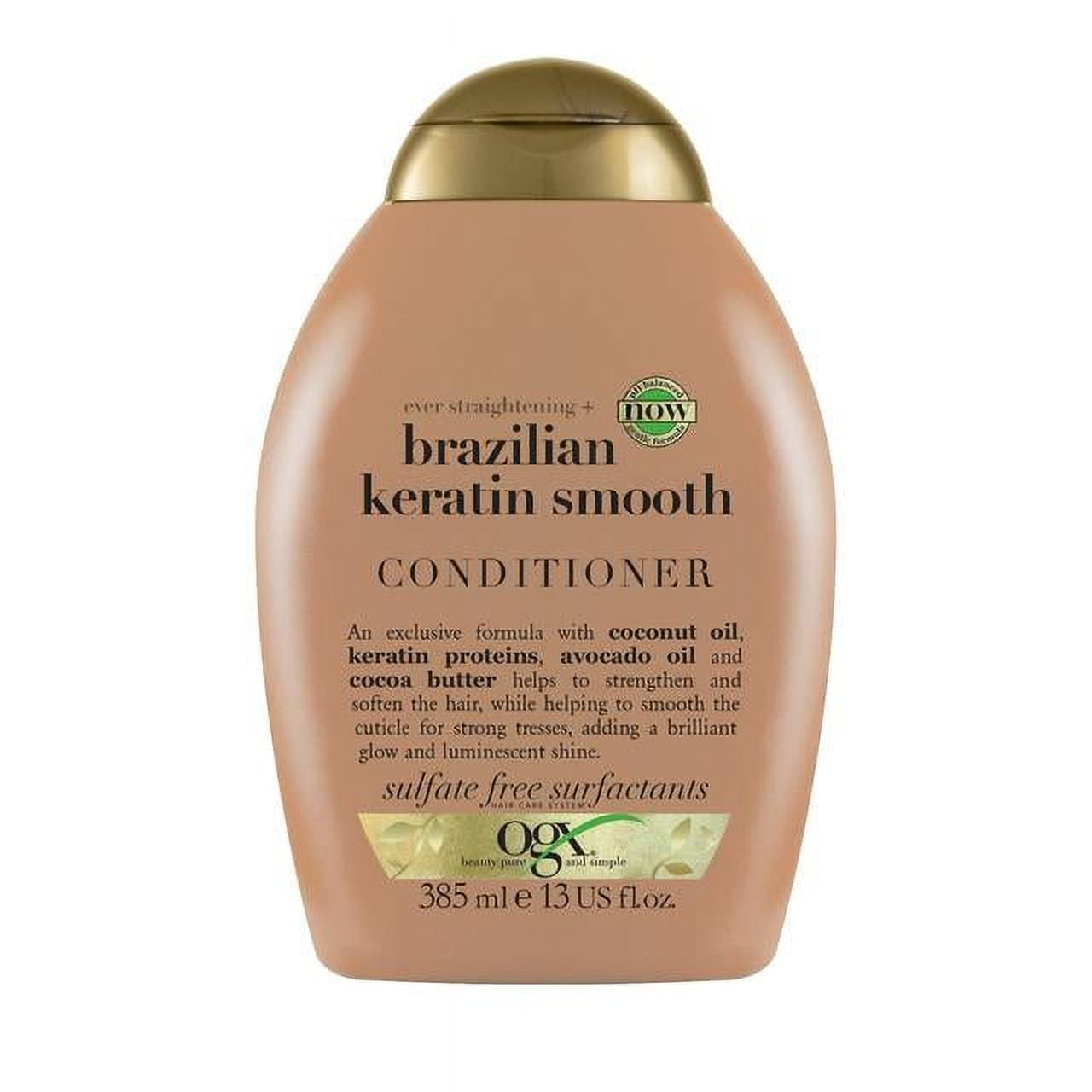 OGX Ever Straightening+ Brazilian Keratin Smooth pH Balanced Conditioner 385ml - European Version NOT North American Variety - Imported from United Kingdom by Sentogo - SOLD AS A 2 PACK