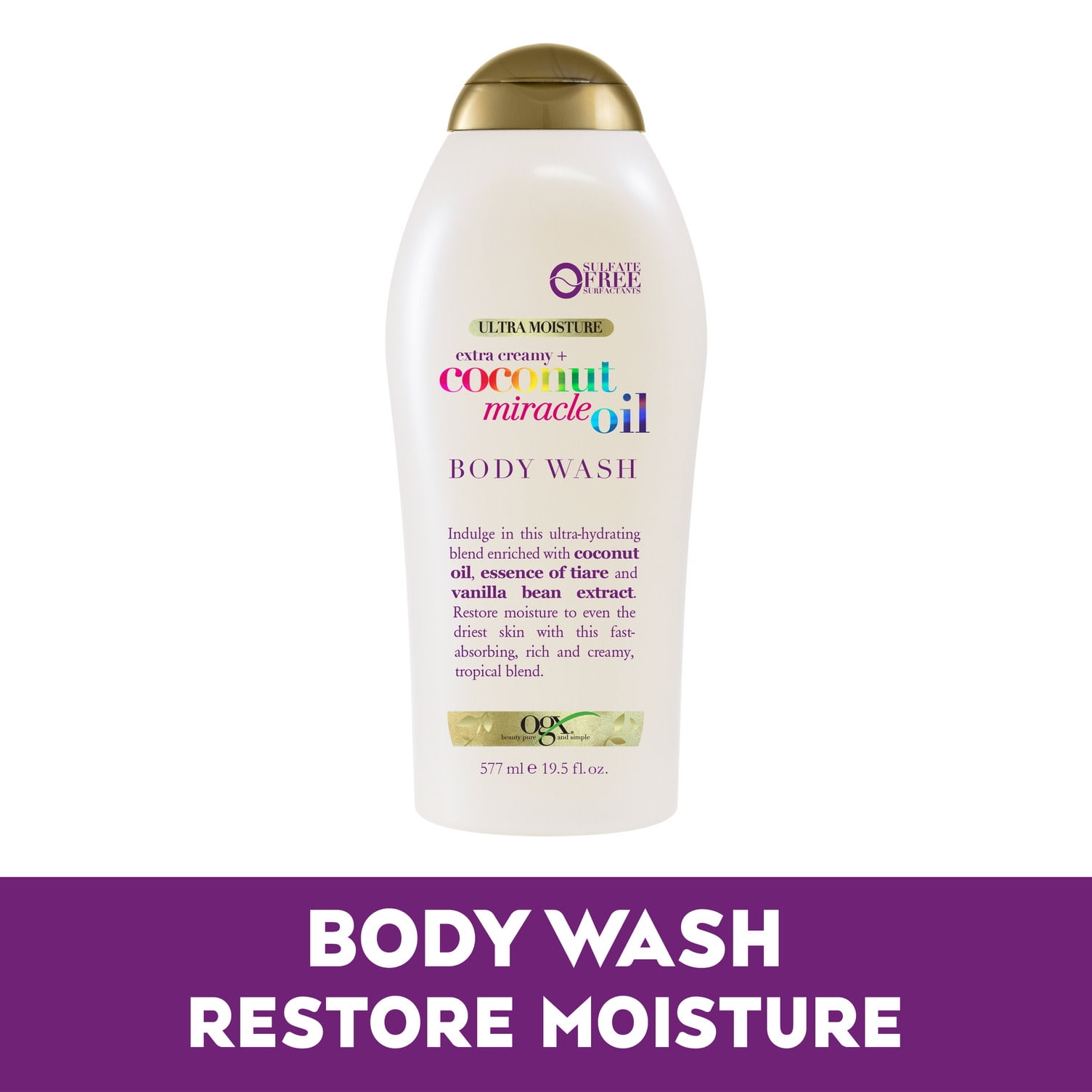 OGX Extra Creamy + Coconut Miracle Oil Ultra Moisture Body Wash, 19.5 Fl oz