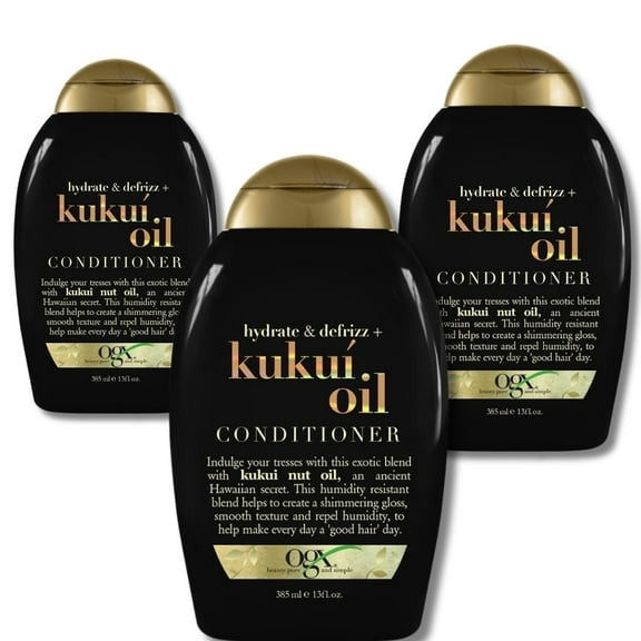 OGX Hydrate and Defrizz Kuku Oil Conditioner 385ml 3 Pack