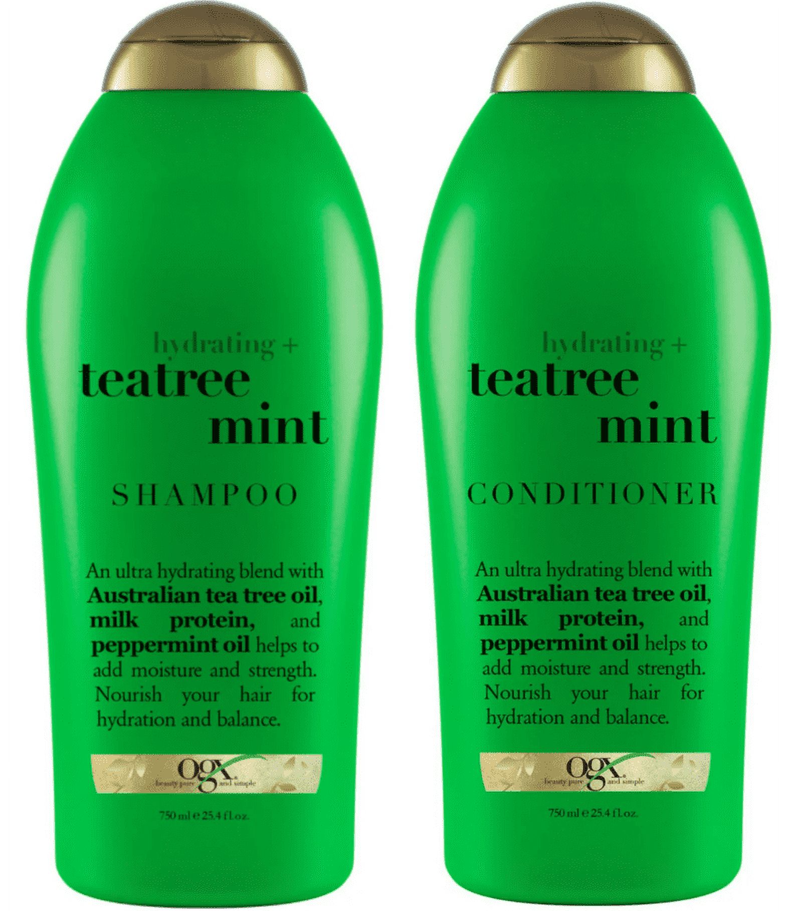 OGX Hydrating + Tea Tree Mint Nourishing & Invigorating Daily Shampoo and Conditioner Set, 25.4 fl oz