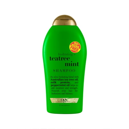 OGX Hydrating + Tea Tree Mint Shampoo, Nourishing & Invigorating Scalp Shampoo with Tea Tree & Peppermint Oil & Milk Proteins, Paraben-Free, Sulfate-Free Surfactants, 19.5 fl. oz