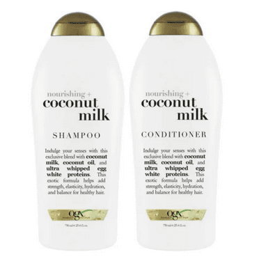 OGX Nourishing + Coconut Milk Moisturizing Daily Shampoo and Conditioner Set with Egg White Protein, 25.4 fl oz