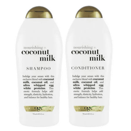 OGX Nourishing + Coconut Milk Moisturizing Daily Shampoo and Conditioner Set with Egg White Protein, 25.4 fl oz