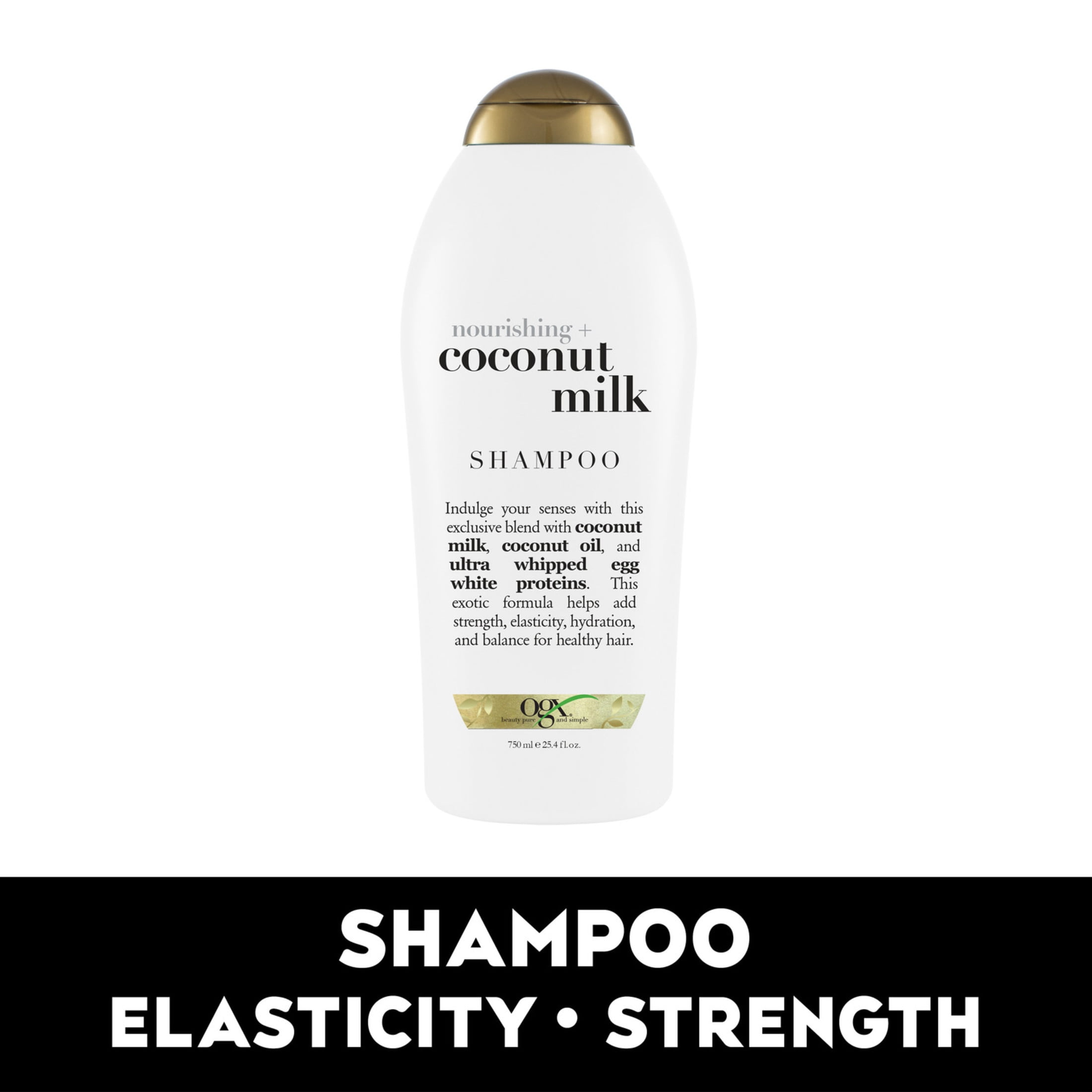 OGX Nourishing + Coconut Milk Moisturizing Daily Shampoo with Egg White  Protein, 25.4 fl oz 
