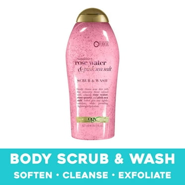 OGX Sensitive+ Rose Water & Pink Sea Salt Body Scrub, 19.5 fl. oz