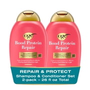 OGX Repair + Protect Bond Protein Repair Shampoo + Conditioner, 13 fl. Oz, Pack of 2