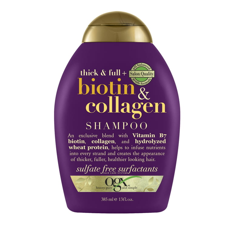 tilbede Electrify stykke OGX Thick & Full + Biotin & Collagen Shampoo for Thin Hair, Paraben Free,  13 fl oz - Walmart.com