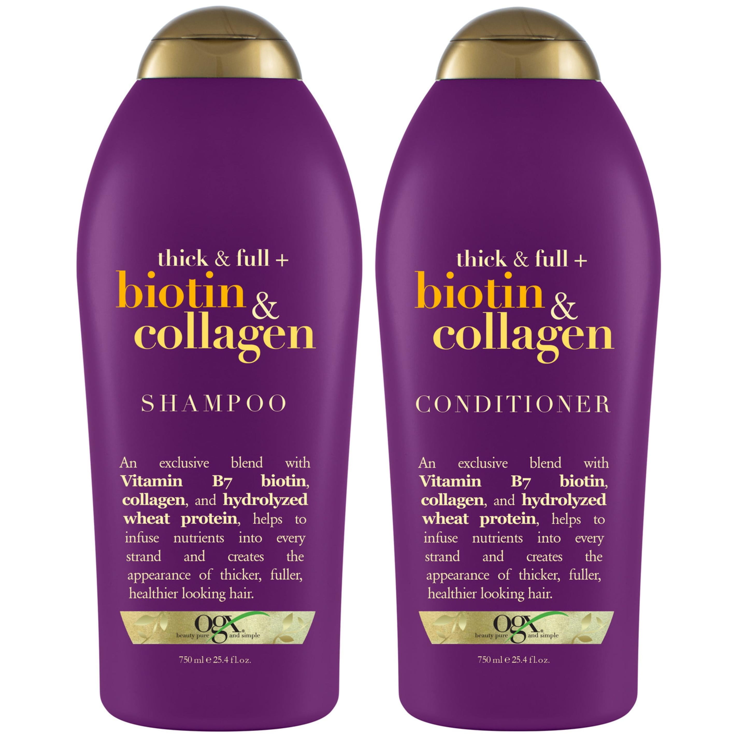 OGX Thick & Full + Biotin & Collagen Volumizing Daily Shampoo and Conditioner Set, 25.4 fl oz