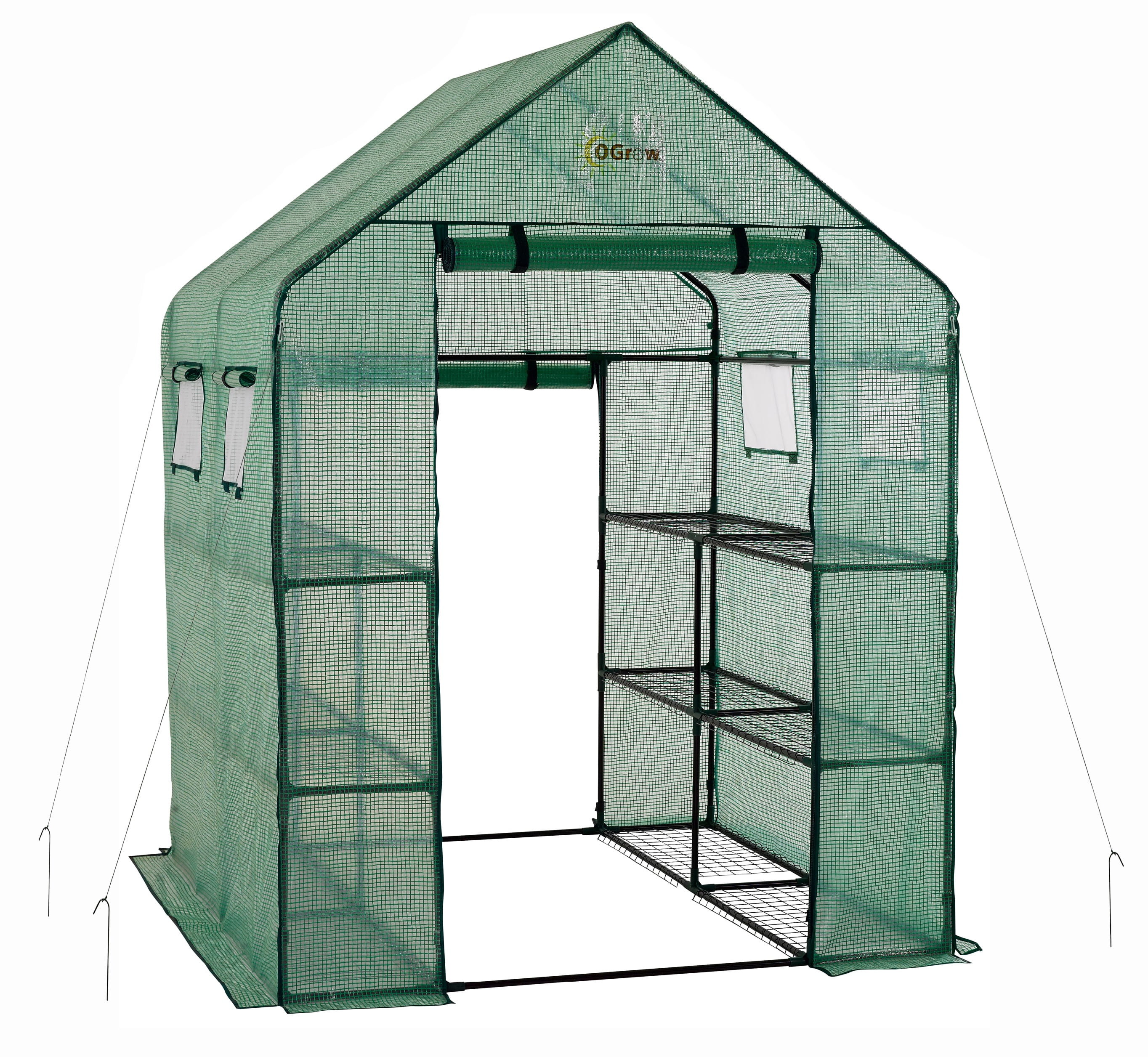 Green Walk-In Portable Greenhouse with 8 Shelves