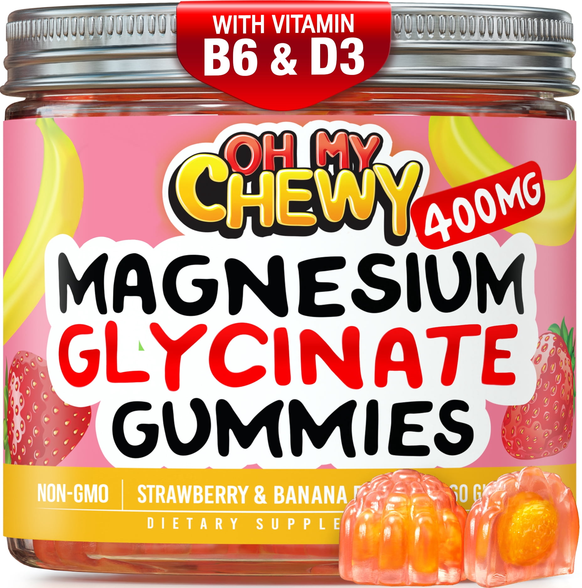 Oh My Chewy, Magnesium Glycinate Gummies, 400MG, Vegan-Friendly