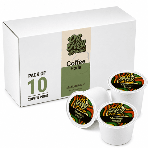 OH HEY BRANDS Medium Roast Coffee Pods, Single Origin Colombian Coffee, Chocolatey Smooth Flavor, Eco-Friendly Single Serve Pods, pack of 10