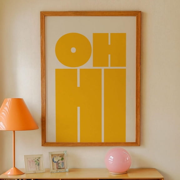 OH HI Bold Typography Yellow Poster, Unframed Canvas 8x10in