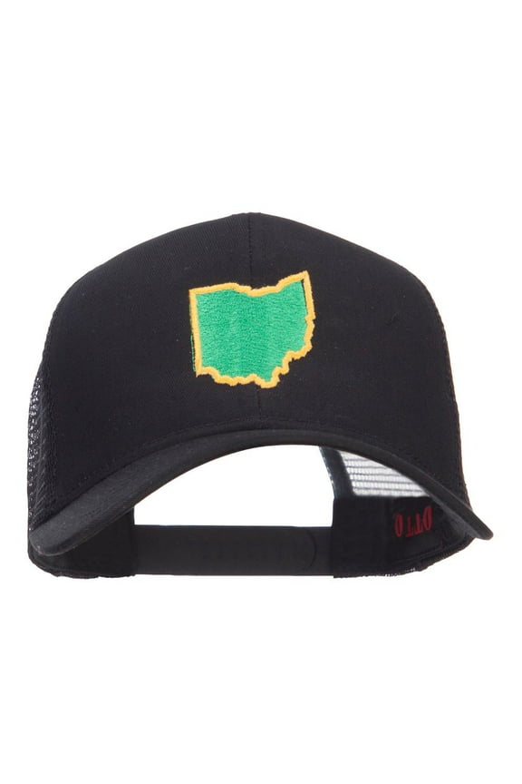 OH State Map Embroidered Mesh Cap - Black OSFM