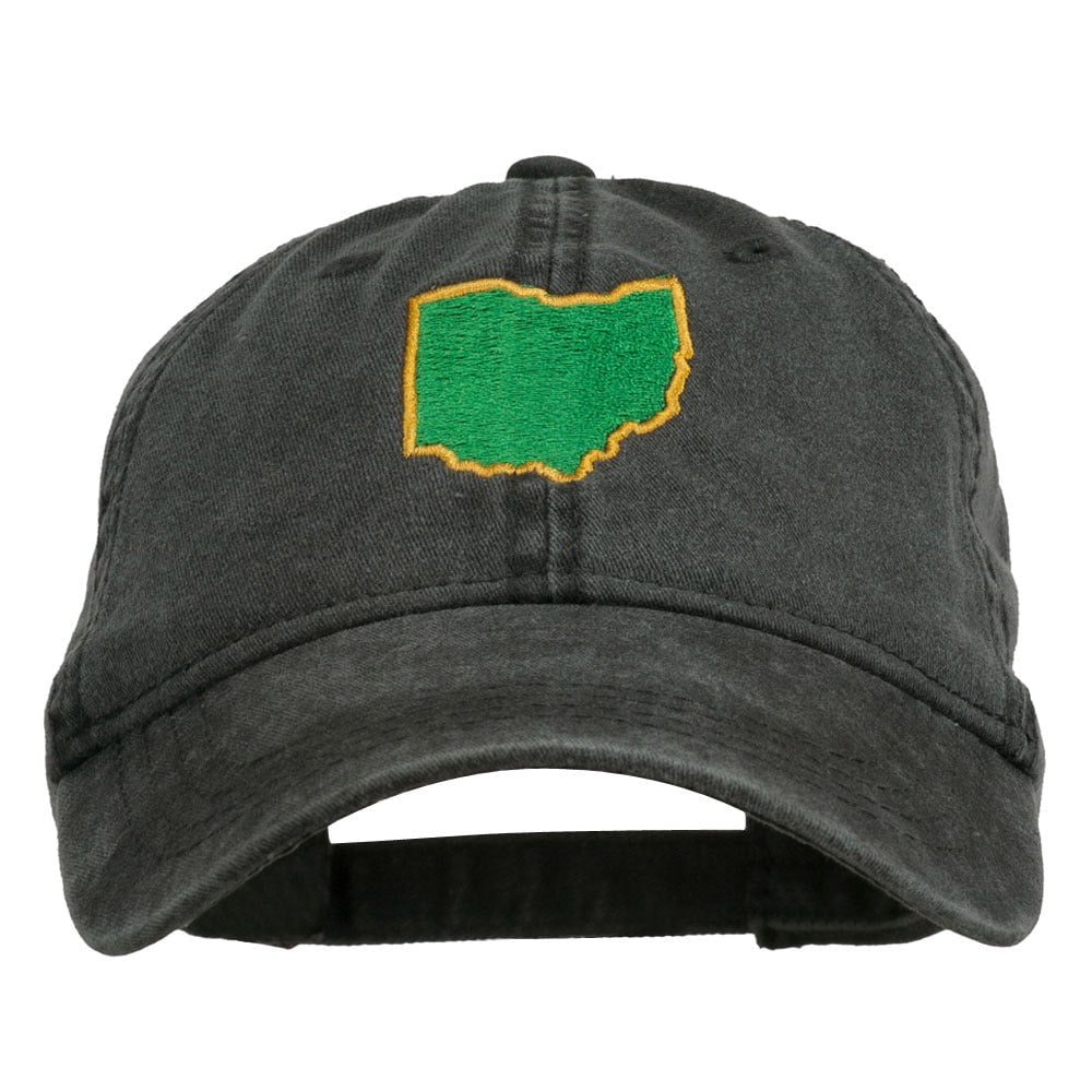 OH State Map Embroidered Washed Cotton Cap - Black OSFM - Walmart.com