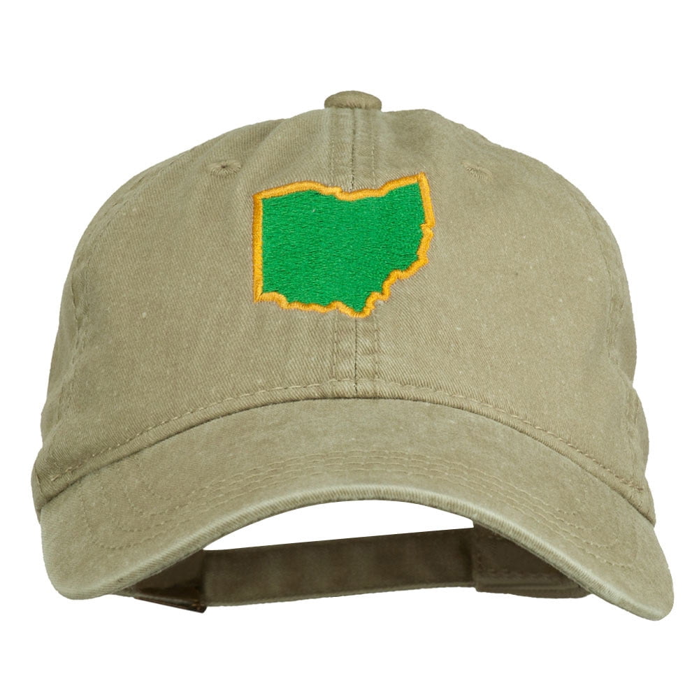 OH State Map Embroidered Washed Cotton Cap - Khaki OSFM - Walmart.com