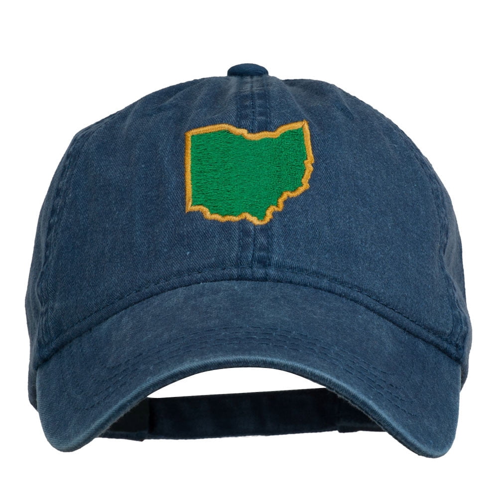 OH State Map Embroidered Washed Cotton Cap - Navy OSFM - Walmart.com