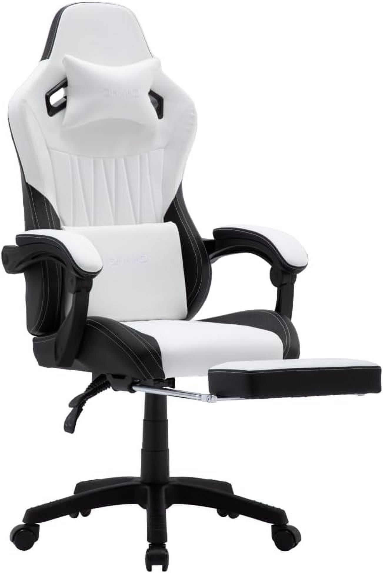 White and Black Ergonomic Gaming Chair with Adjustable Arms