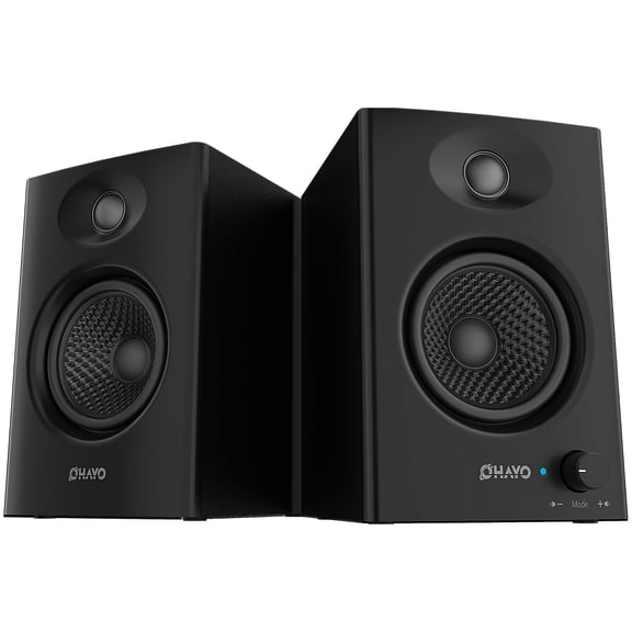 Ortiza 60W Computer Speakers for Music and Gaming, Active Bluetooth 5.3, Stereo 2.0 Speakers for Desktop PC or Laptop, 3.5mm Aux RCA Input, USB-Powered, 1 Pair, Black