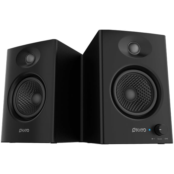 Ortiza 60W Computer Speakers for Music and Gaming, Active Bluetooth 5.3, Stereo 2.0 Speakers for Desktop PC or Laptop, 3.5mm Aux RCA Input, USB-Powered, 1 Pair, Black