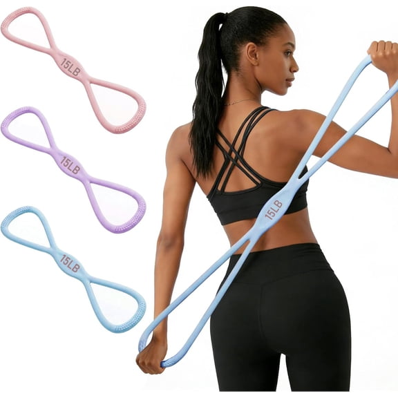 OHDufiry Figure 8 Resistance Bands for Women Men, 8 Shaped Resistance Rubber Band for Arms, Back, Shoulder Stretch with Handles, Not Break, Portable