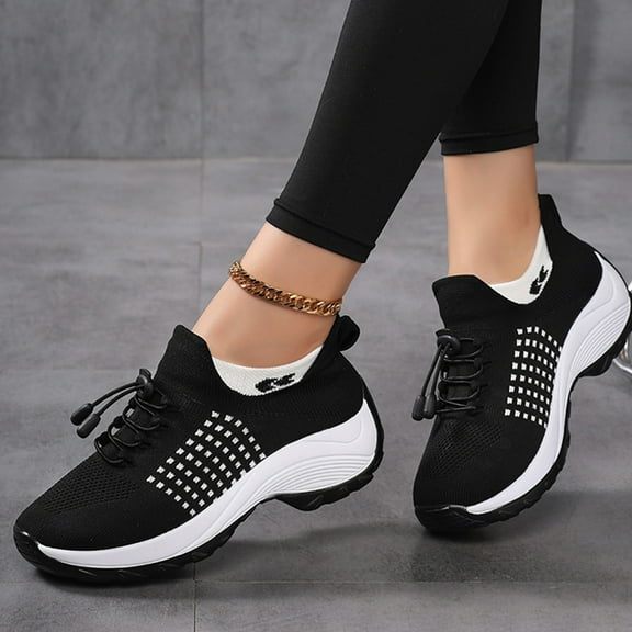 OHGOD Memory Foam Walking Shoes for Women, Womens Fashion Sneakers, Sneakers Women, Women's Memory Foam Sneakers - Stylish Air Cushion Slip-On Casual Sneakers for All-Day Comfort - Black - 5.5