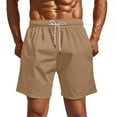thumbnail image 1 of OHGOD Mens Cotton Cargo Shorts - Short for Mens - Loose Fit Shorts for Men - Men's American Casual Beach Sports 5 Minute Pants Fitness Jogging Quick Dry Stretch Shorts - Khaki - 2XL, 1 of 10