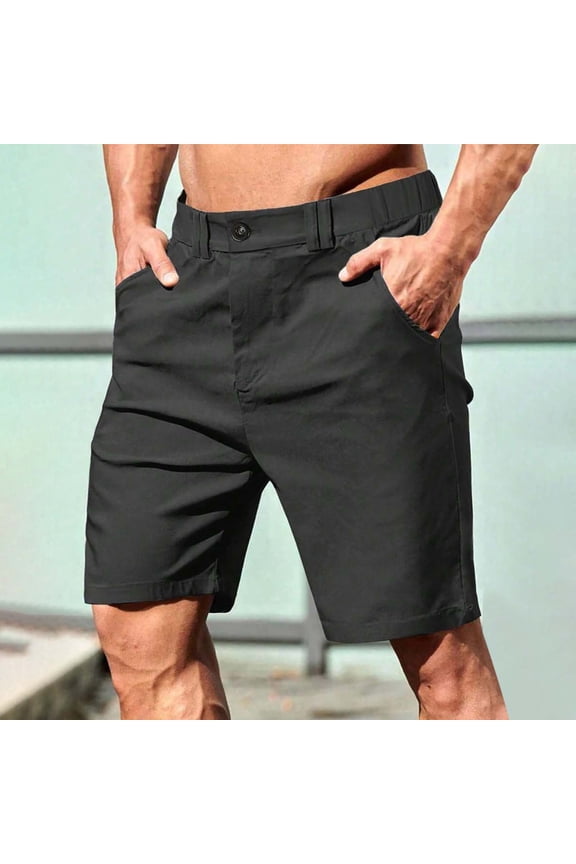 Mens Shorts Casual, Mens Shorts Casual Cargo, Shorts, 1 * Man Shorts - Black - L