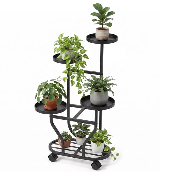 Rim Display Racking NEWSENDY Rolling Multi-Tier Plant Stand, Movable Flower Pot Display ...
