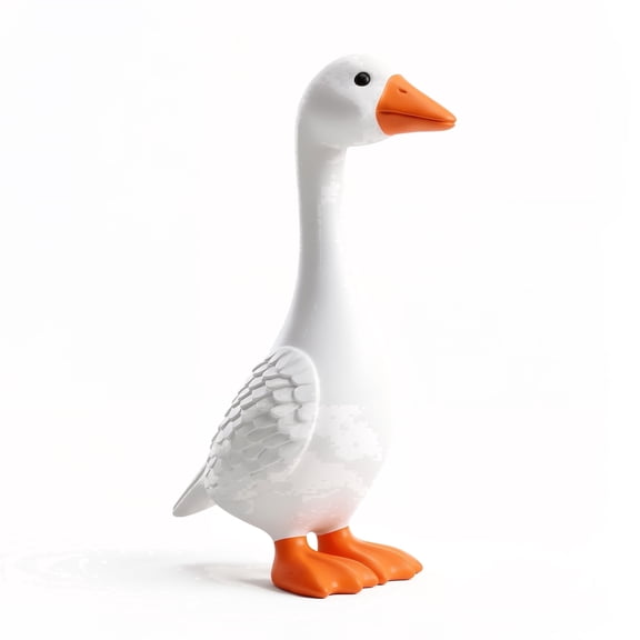 OHHANI 7-Inch Resin Porch Goose Statue, Miniature Desktop Figurine for Home & Office Decor, White