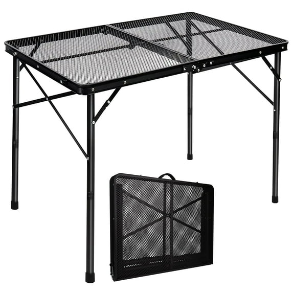 OHHANI Camping Table, Folding Grill Table 3Ft, Portable Outdoor BBQ & Picnic Table, Easy Storage, Black