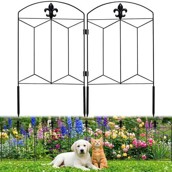 OHHANI Garden Fence, 10 Pack 21" H x 12.6" W Rustproof Metal Decorative Fence Panels, No-Dig Animal Barrier, Landscape Edging for Yard Patio Outdoor