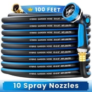 OHHANI Garden Hose, 100 ft x 5/8" Water Hose for Outdoor with 10 Function Sprayer Nozzle, Kink Free