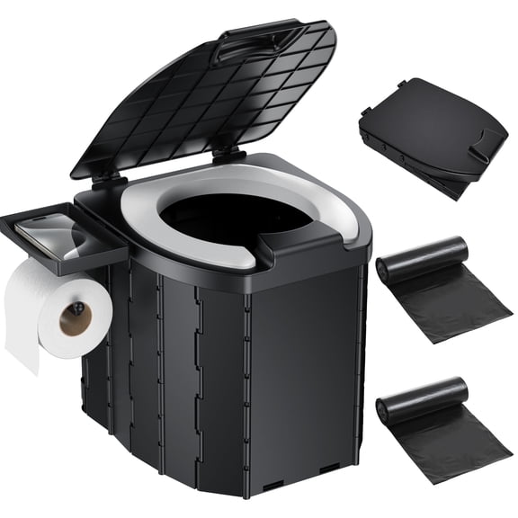 OHHANI Portable Toilet with pu Cushion Soft Pad Tissue Holder Folding Outdoor Toilet Suitable for Camping, Beach, Hiking, and Car Use