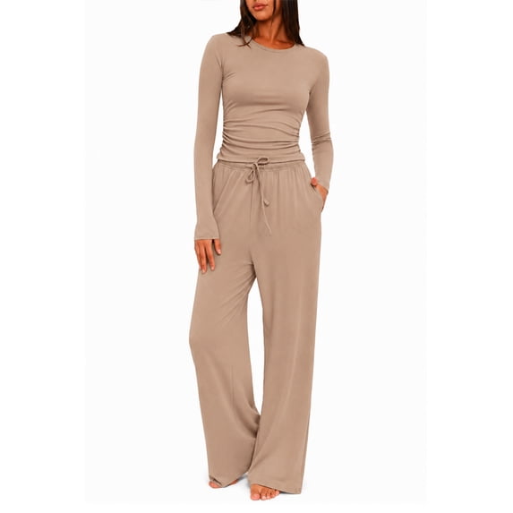 OHHSHEEN 2 piece womens lounge set, long sleeve pajama set for women, Soft Pjs Loungewear with Pockets