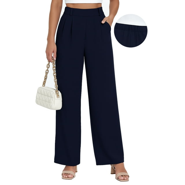 Black High-Waisted Pocket Pants For Women With Cotton Lining And Elastic Waist All-Day Comfort main image 1