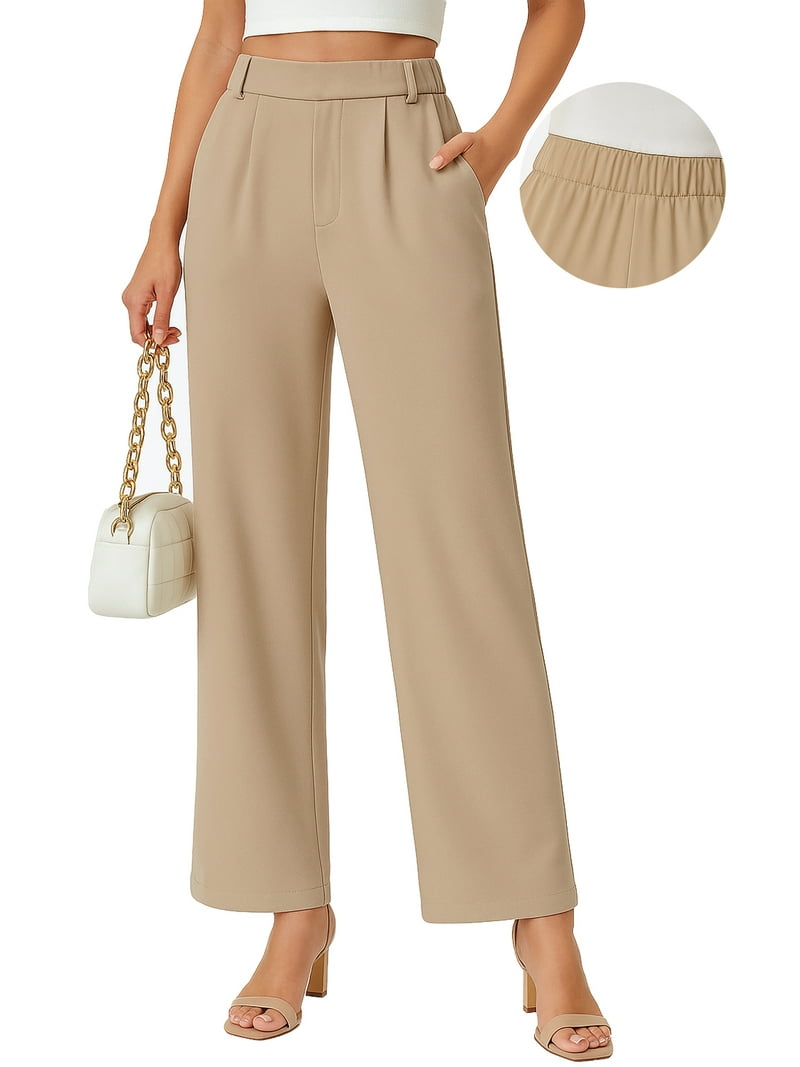 OHHSHEEN Black Wide Leg Pants for Women with Pockets – High Waist