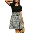 thumbnail image 1 of OHHSHEEN Casual Dresses for Women, Summer Loose Floral Midi Dress with Pocket, Short Sleeve A-line Dress, 1 of 5