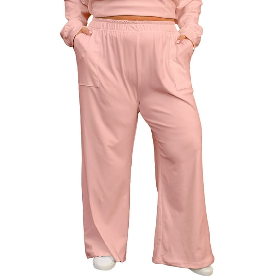 OHHSHEEN Plus Size Wide Leg Sweatpants Women High Waisted Baggy loung Pants Elastic Loose Casual Pants with Pockets